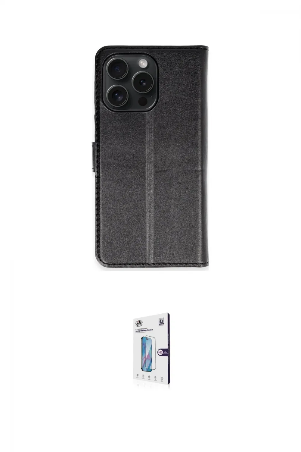 ieg™ iPhone 15 Pro Max Kılıf Siluet Işık Serisi - Siyah Bilvis 0.18mm Plus Cam Ekran Koruyucu