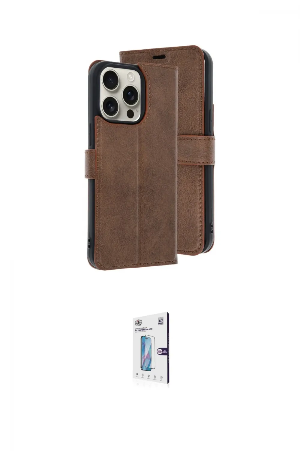 ieg™ iPhone 15 Pro Max Kılıf Siluet Işık Serisi - Siyah Bilvis 0.18mm Plus Cam Ekran Koruyucu