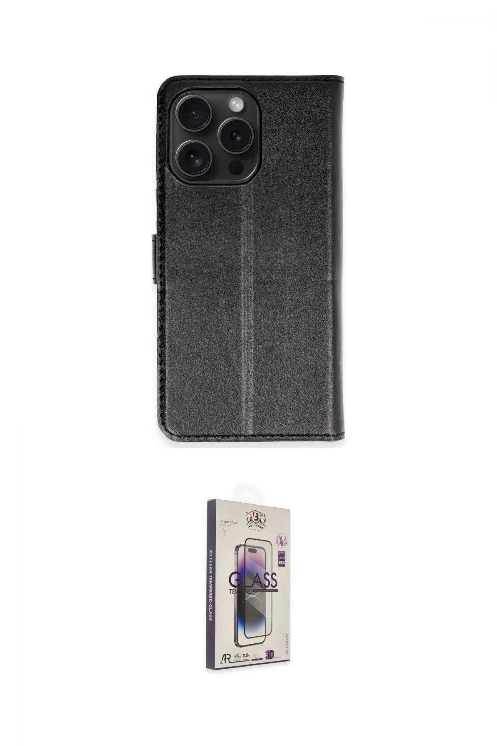 ieg™ iPhone 15 Pro Max Kılıf Siluet Işık Serisi - Siyah Bilvis 3D Cam Ekran Koruyucu