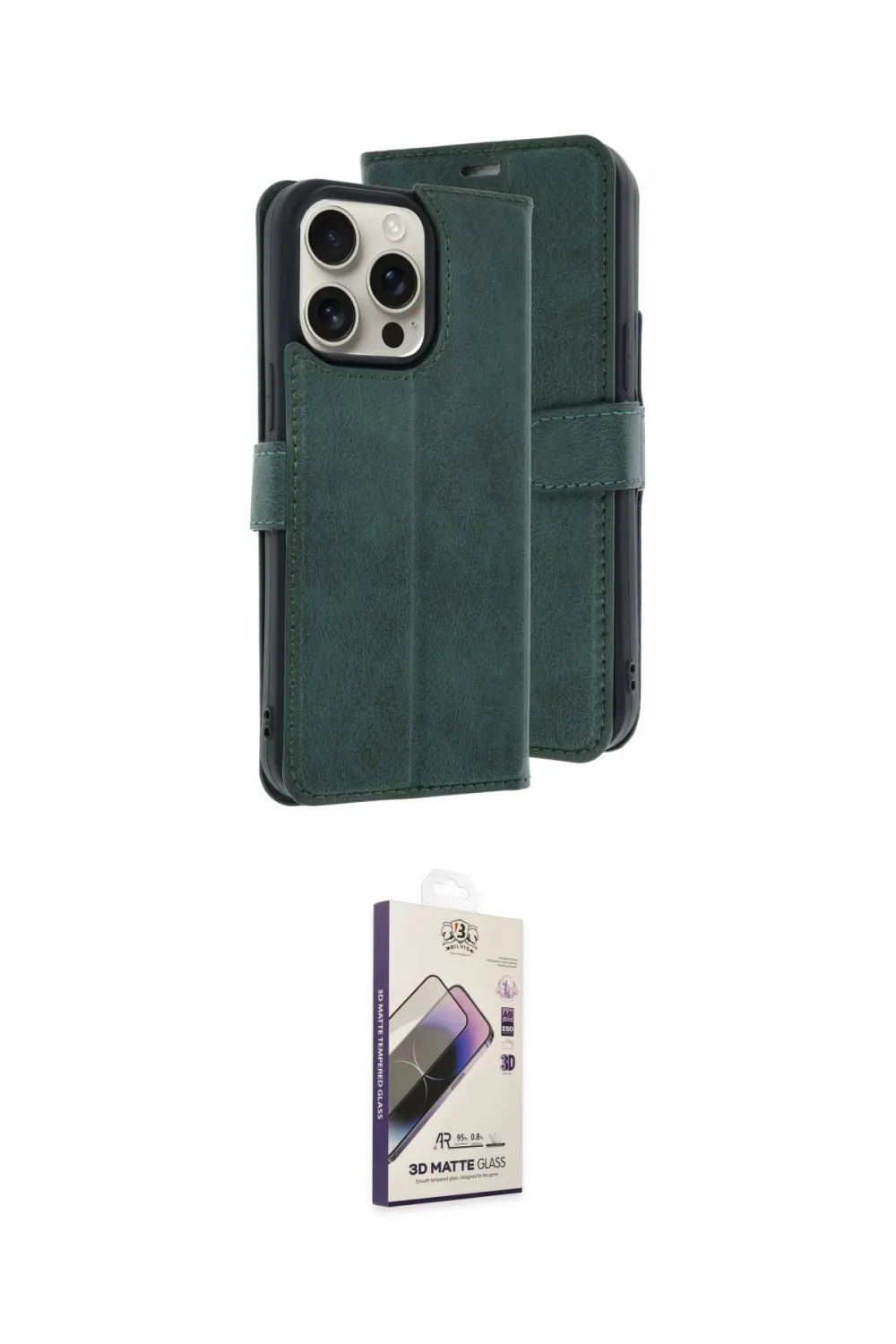 ieg™ iPhone 15 Pro Max Kılıf Siluet Işık Serisi - Siyah Bilvis 3D Mat Cam Ekran Koruyucu