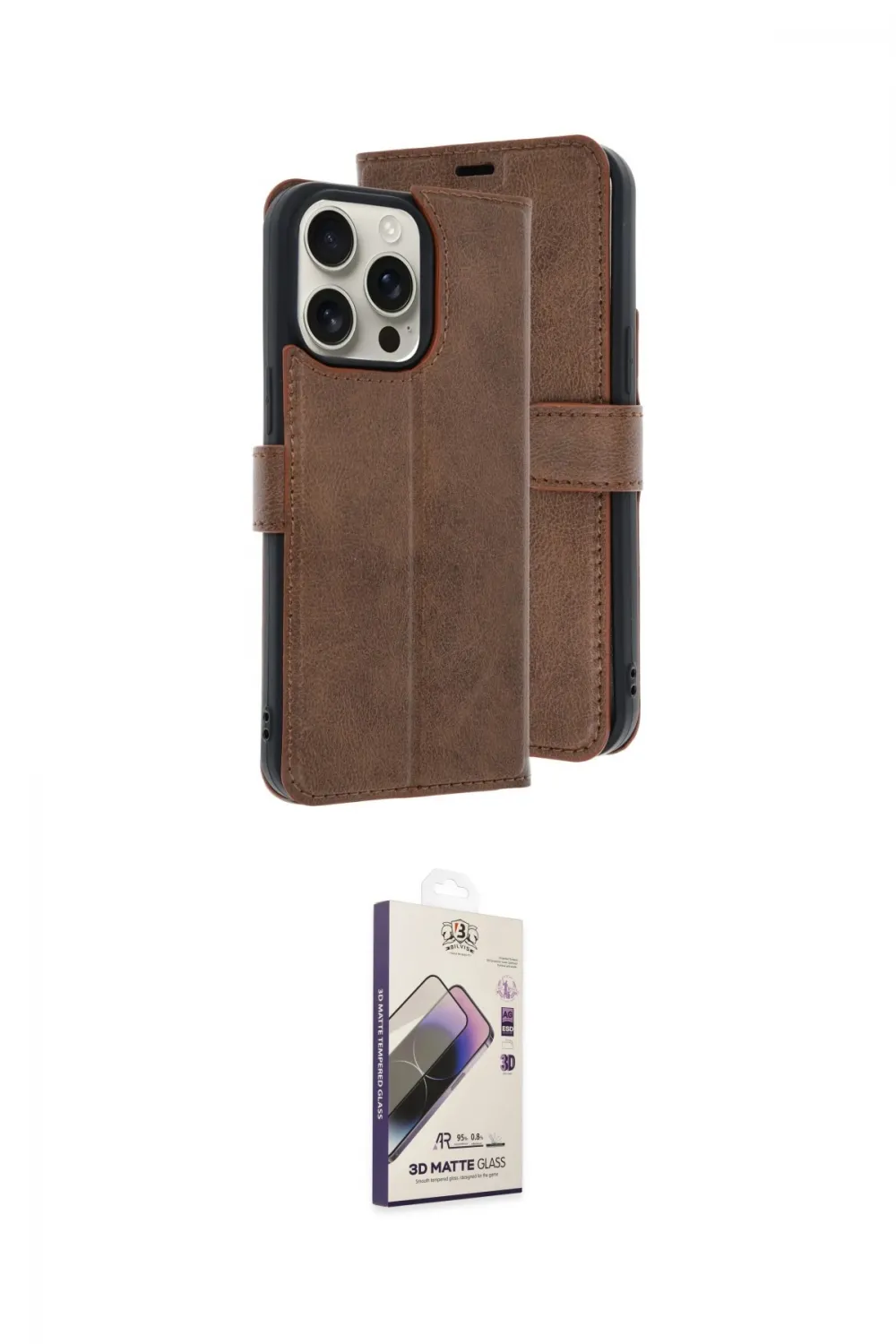 ieg™ iPhone 15 Pro Max Kılıf Siluet Işık Serisi - Siyah Bilvis 3D Mat Cam Ekran Koruyucu