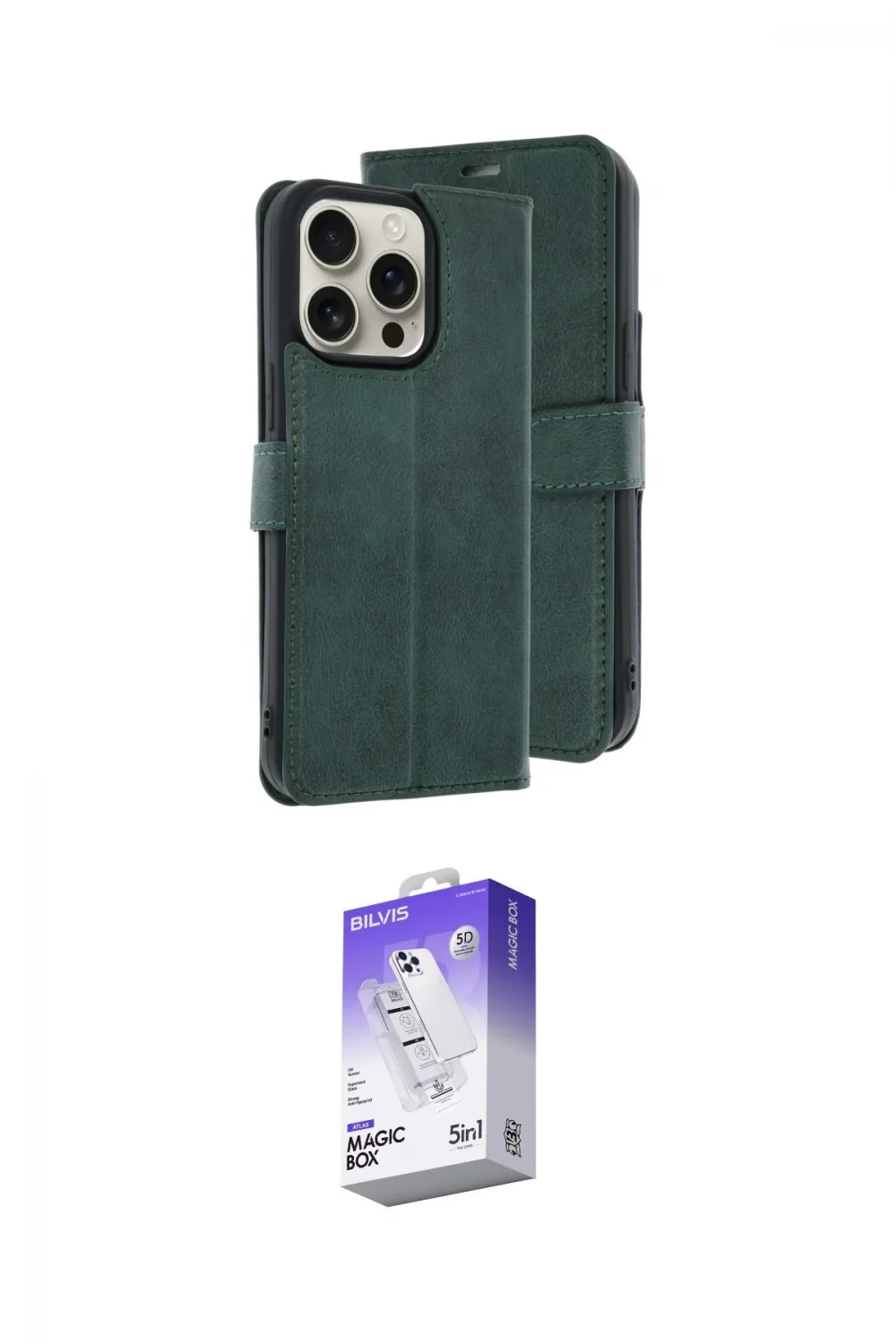 ieg™ iPhone 15 Pro Max Kılıf Siluet Işık Serisi - Siyah Bilvis 5in1 3D Magic Cam Ekran Koruyucu