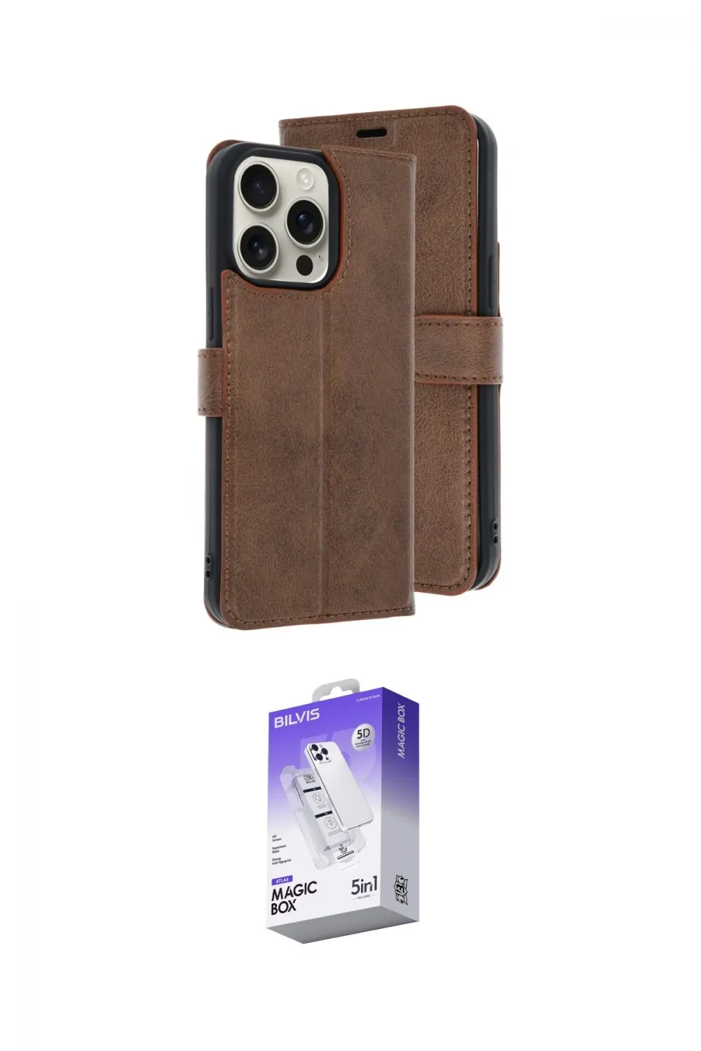 ieg™ iPhone 15 Pro Max Kılıf Siluet Işık Serisi - Siyah Bilvis 5in1 3D Magic Cam Ekran Koruyucu