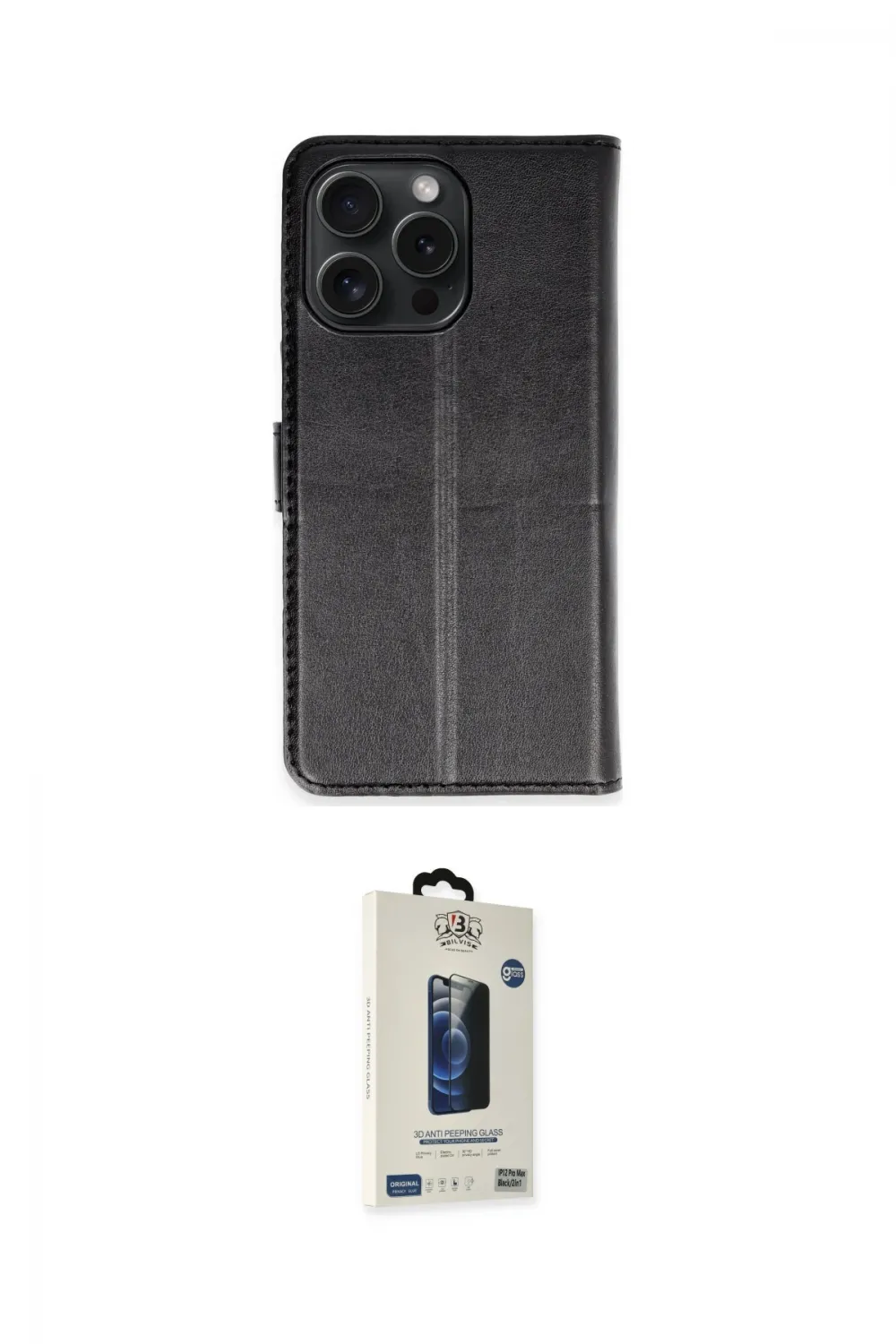 ieg™ iPhone 15 Pro Max Kılıf Siluet Işık Serisi - Siyah Bilvis Hayalet Cam Ekran Koruyucu