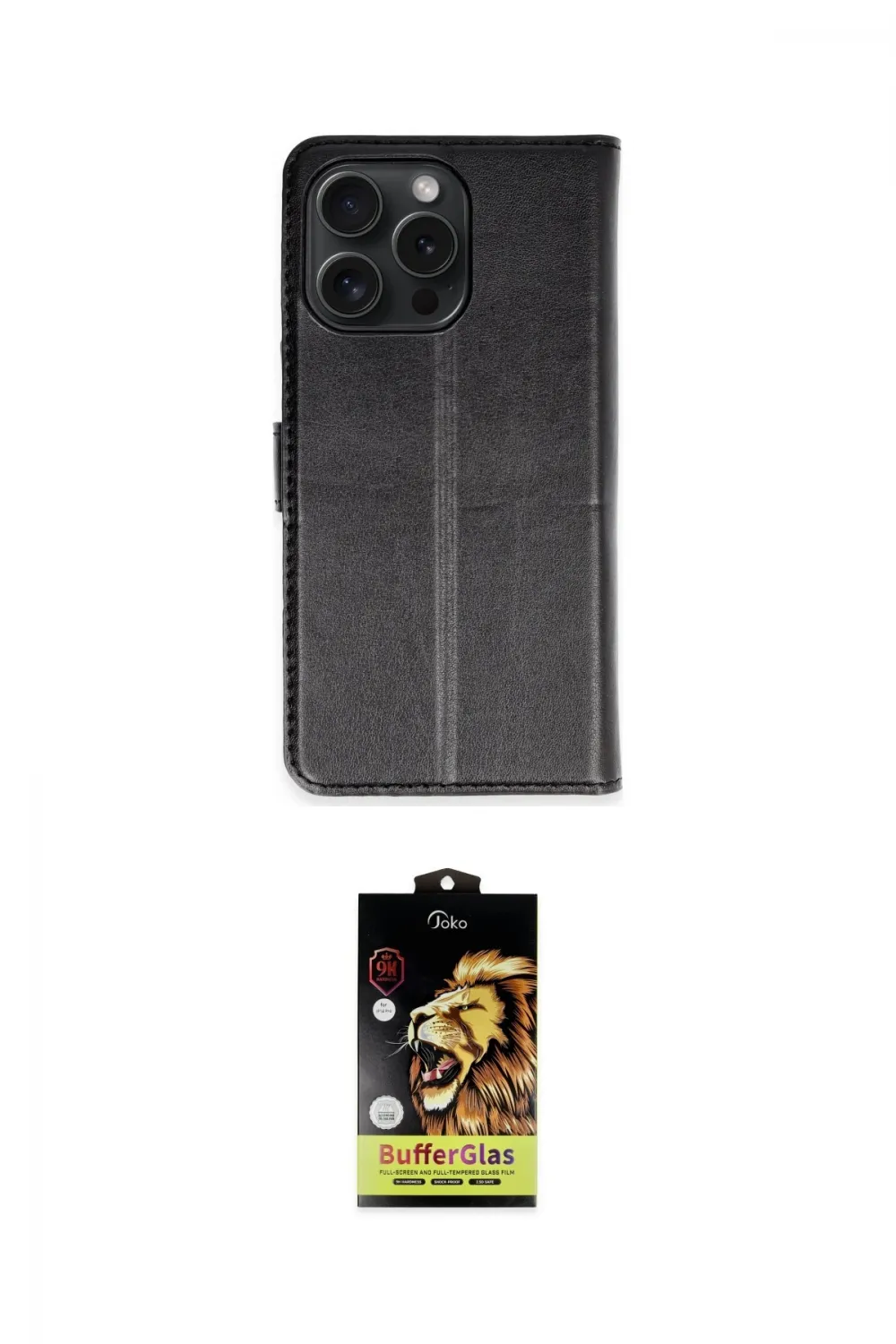ieg™ iPhone 15 Pro Max Kılıf Siluet Işık Serisi - Siyah Buffer Cam Ekran Koruyucu