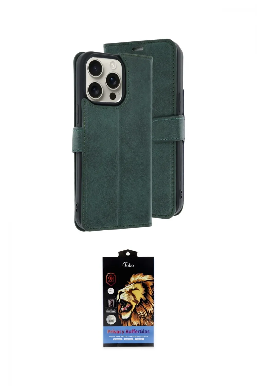 ieg™ iPhone 15 Pro Max Kılıf Siluet Işık Serisi - Siyah Buffer Hayalet Cam Ekran Koruyucu