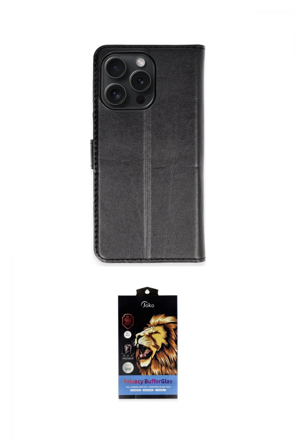 ieg™ iPhone 15 Pro Max Kılıf Siluet Işık Serisi - Siyah Buffer Hayalet Cam Ekran Koruyucu