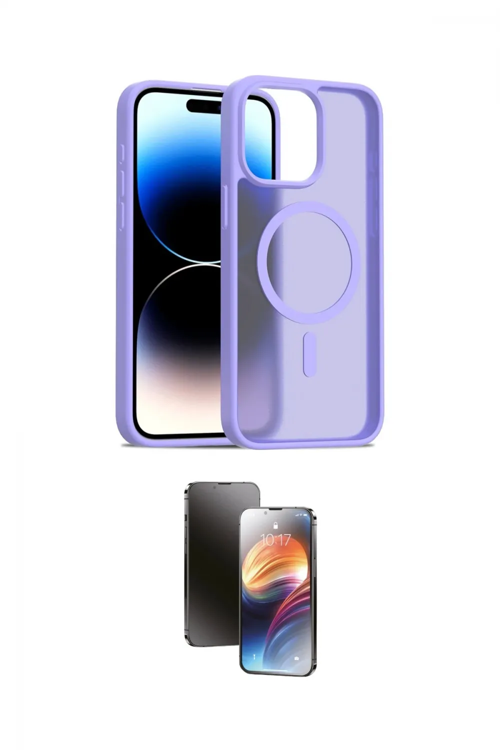 ieg™ iPhone 15 Pro Max Kılıf Siluet Minimal Prime - Siyah 3D Antistatik Mat Seramik Nano Ekran Koruyucu