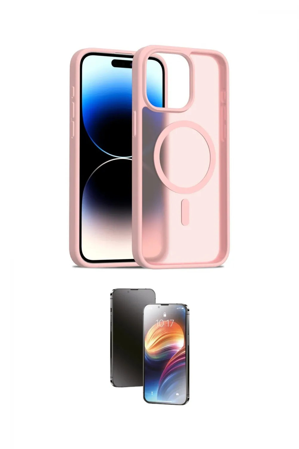 ieg™ iPhone 15 Pro Max Kılıf Siluet Minimal Prime - Siyah 3D Antistatik Mat Seramik Nano Ekran Koruyucu