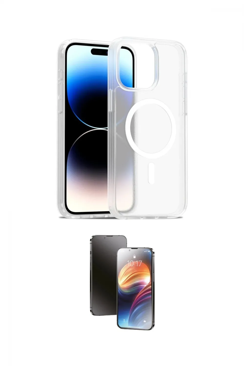 ieg™ iPhone 15 Pro Max Kılıf Siluet Minimal Prime - Siyah 3D Antistatik Mat Seramik Nano Ekran Koruyucu