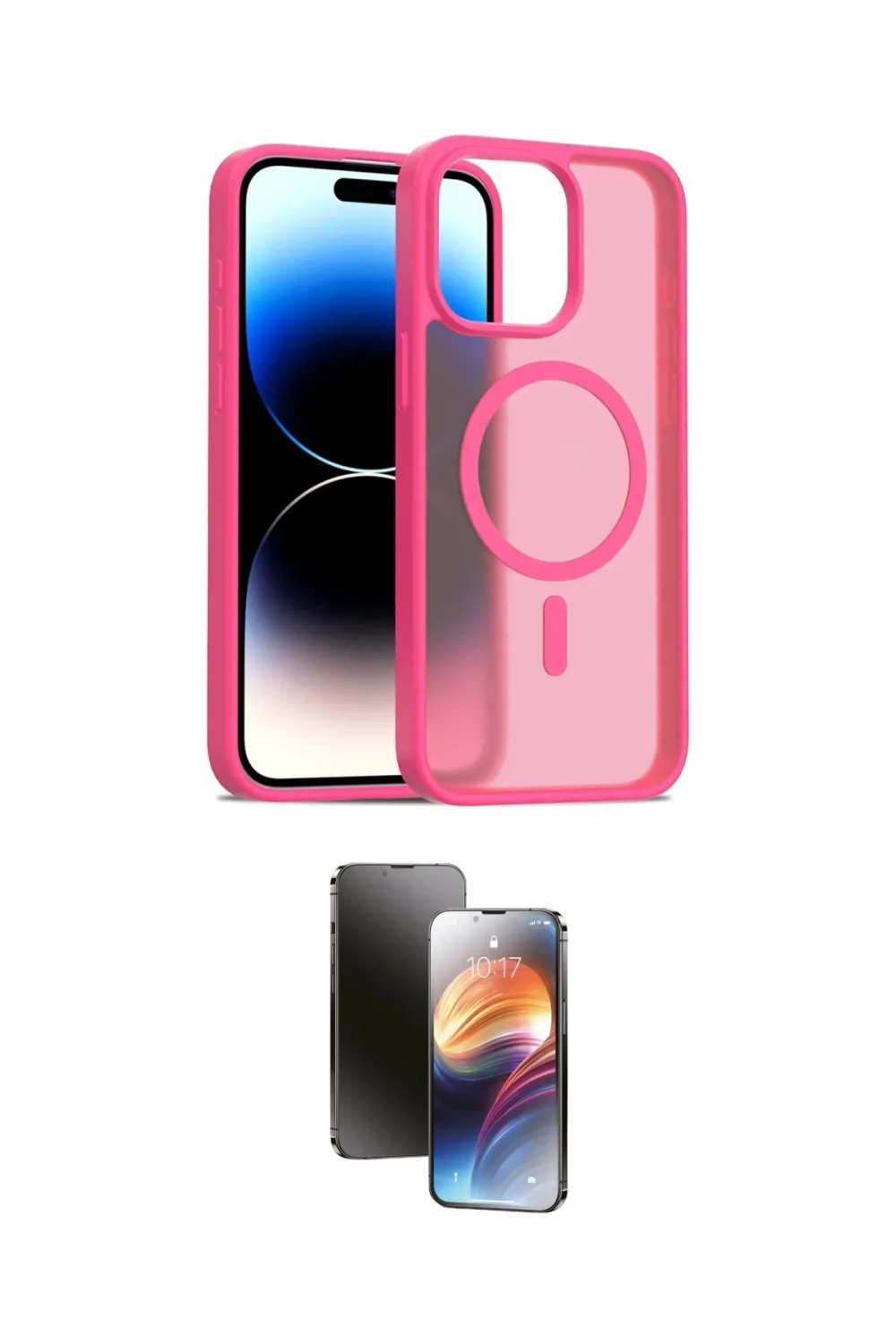 ieg™ iPhone 15 Pro Max Kılıf Siluet Minimal Prime - Siyah 3D Antistatik Mat Seramik Nano Ekran Koruyucu