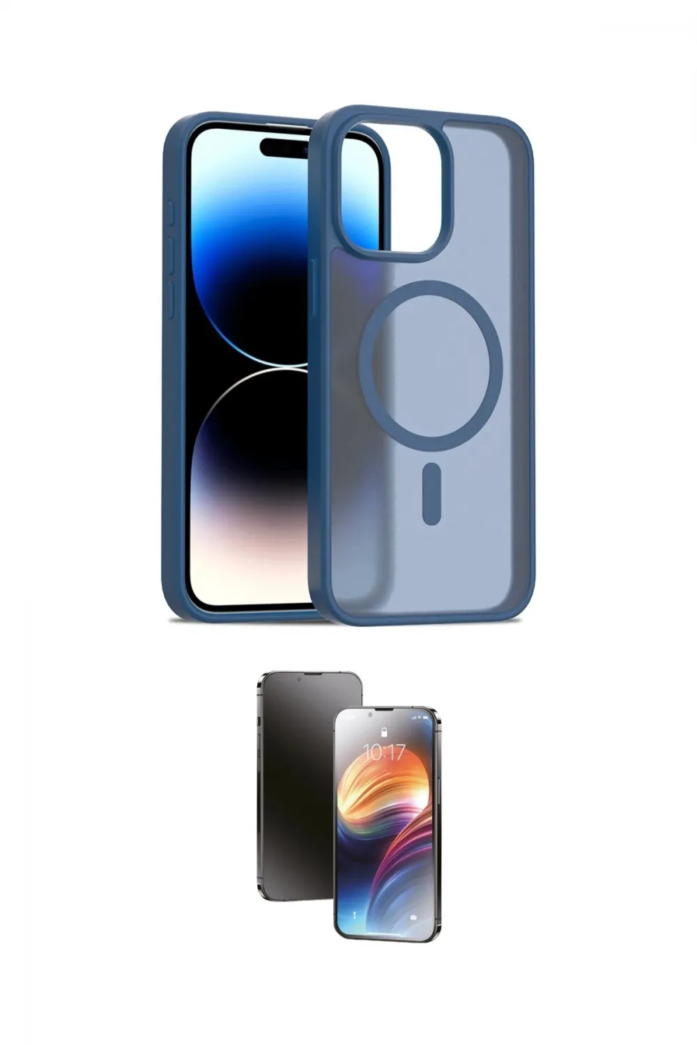 ieg™ iPhone 15 Pro Max Kılıf Siluet Minimal Prime - Siyah 3D Antistatik Mat Seramik Nano Ekran Koruyucu