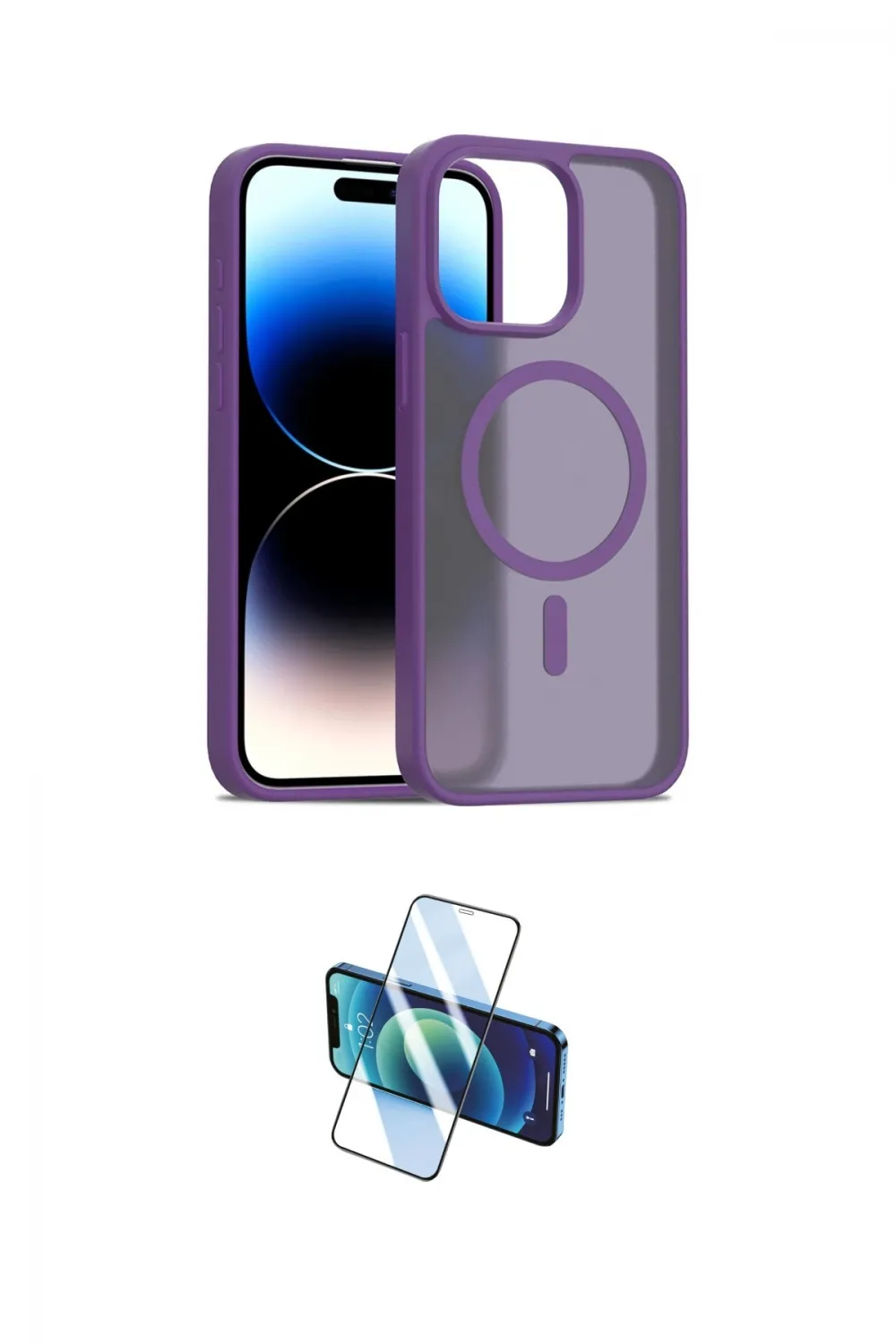 ieg™ iPhone 15 Pro Max Kılıf Siluet Minimal Prime - Siyah 3D Antistatik Seramik Nano Ekran Koruyucu