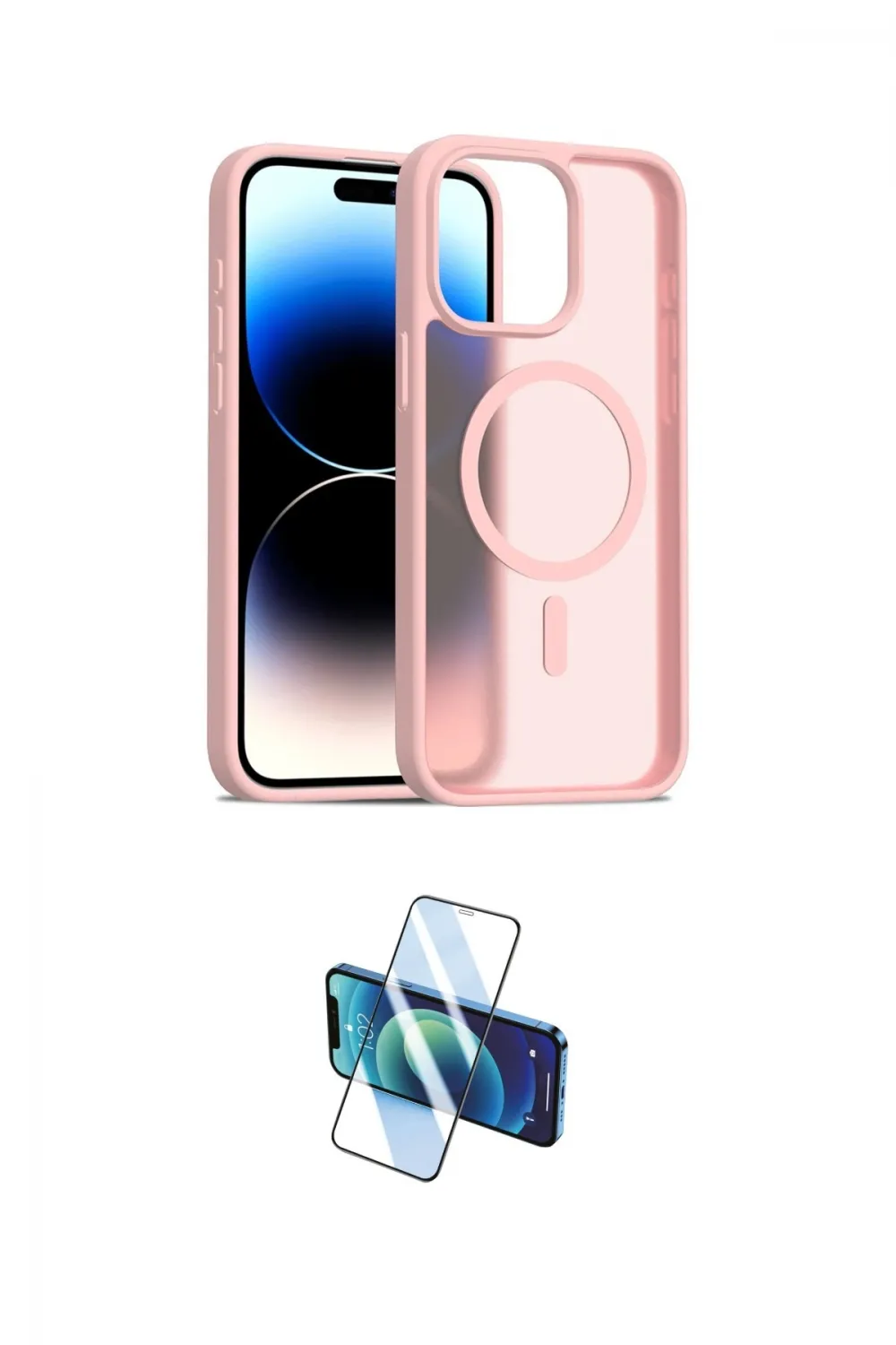 ieg™ iPhone 15 Pro Max Kılıf Siluet Minimal Prime - Siyah 3D Antistatik Seramik Nano Ekran Koruyucu