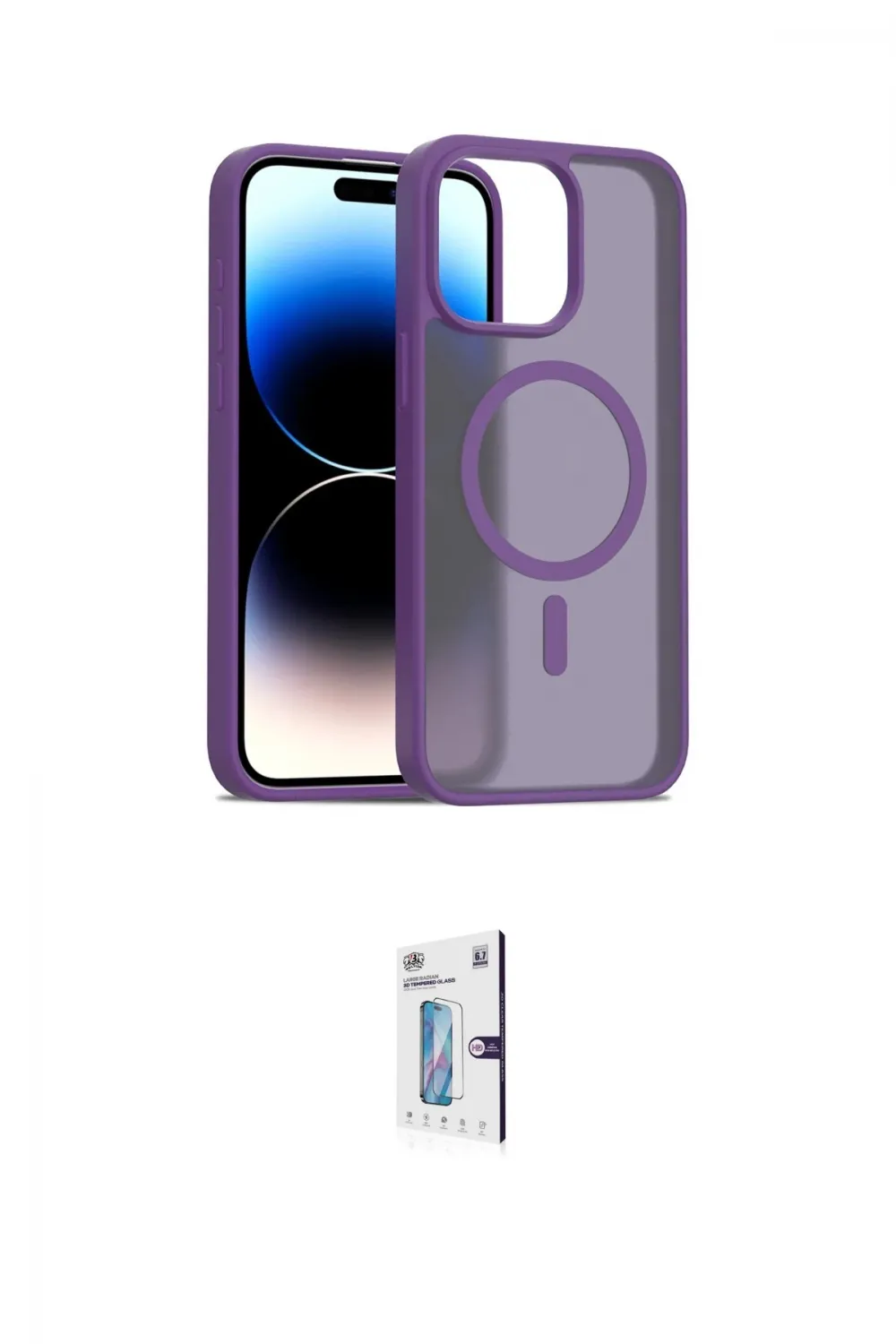 ieg™ iPhone 15 Pro Max Kılıf Siluet Minimal Prime - Siyah Bilvis 0.18mm Plus Cam Ekran Koruyucu