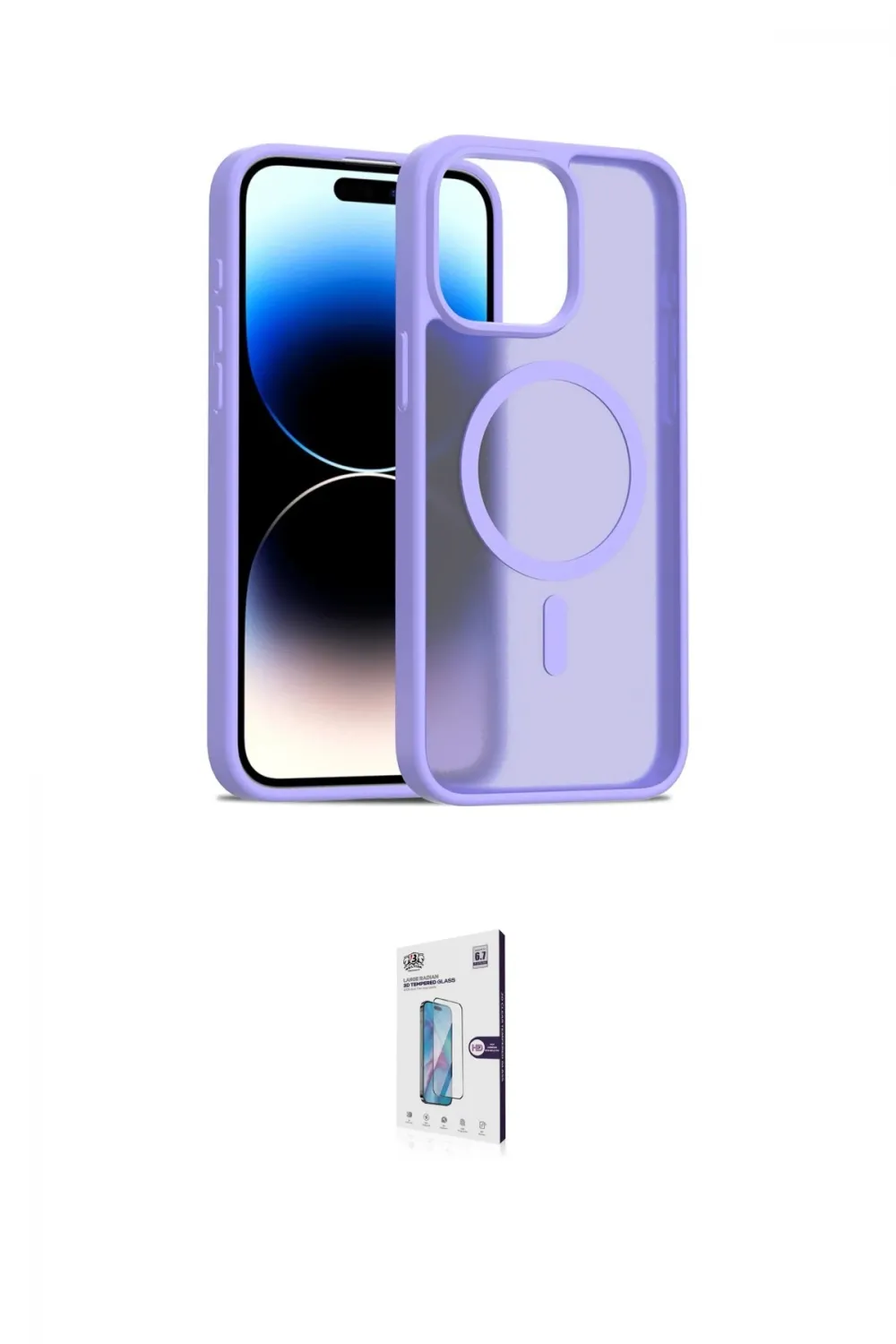 ieg™ iPhone 15 Pro Max Kılıf Siluet Minimal Prime - Siyah Bilvis 0.18mm Plus Cam Ekran Koruyucu