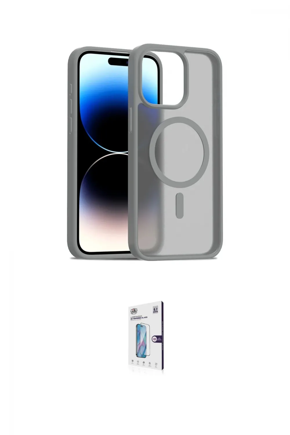 ieg™ iPhone 15 Pro Max Kılıf Siluet Minimal Prime - Siyah Bilvis 0.18mm Plus Cam Ekran Koruyucu