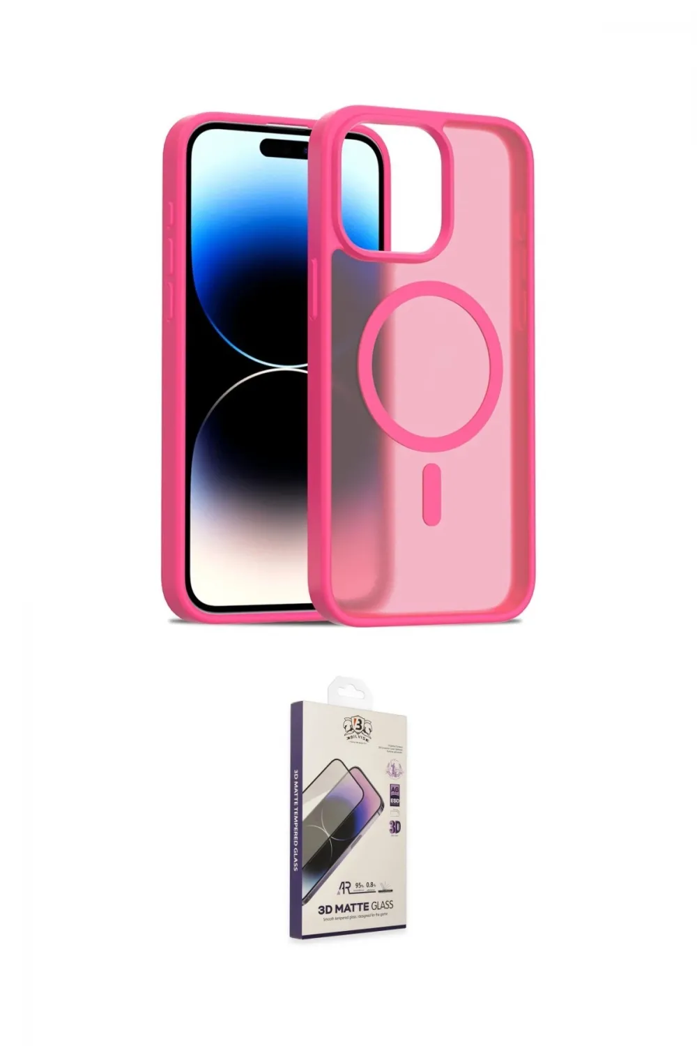 ieg™ iPhone 15 Pro Max Kılıf Siluet Minimal Prime - Siyah Bilvis 3D Mat Cam Ekran Koruyucu