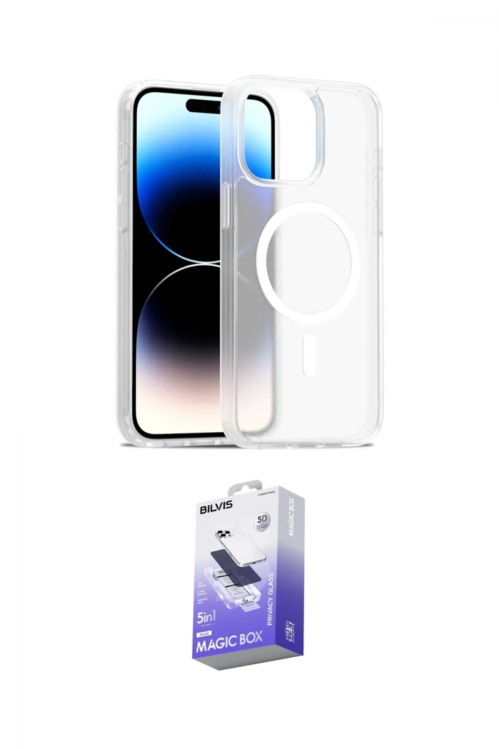ieg™ iPhone 15 Pro Max Kılıf Siluet Minimal Prime - Siyah Bilvis 5in1 5D Magic Hayalet Cam Ekran Koruyucu