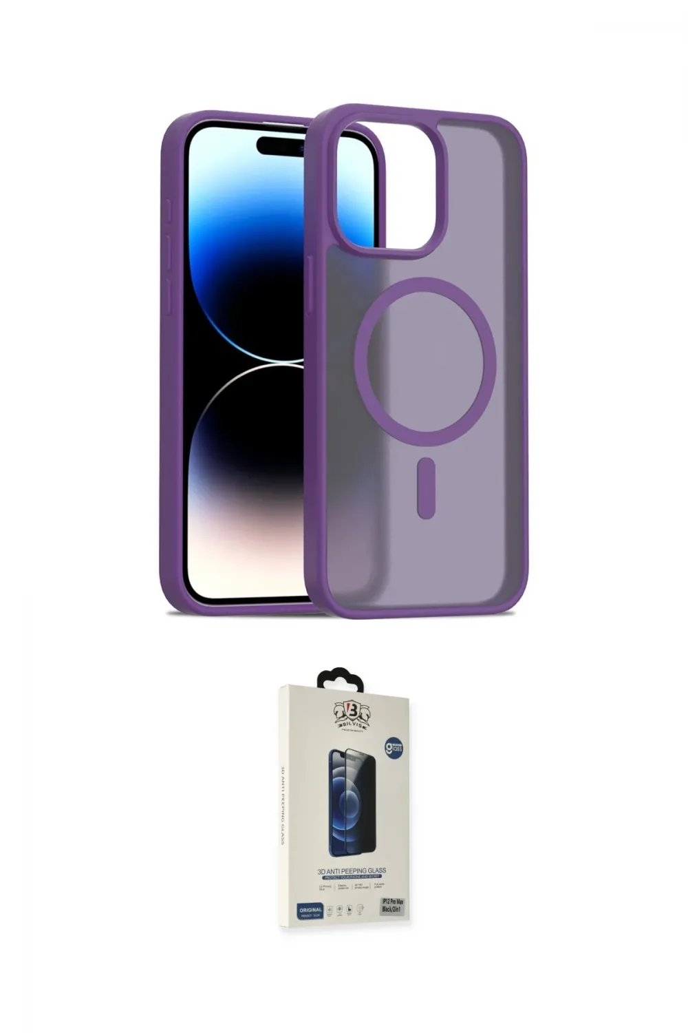 ieg™ iPhone 15 Pro Max Kılıf Siluet Minimal Prime - Siyah Bilvis Hayalet Cam Ekran Koruyucu