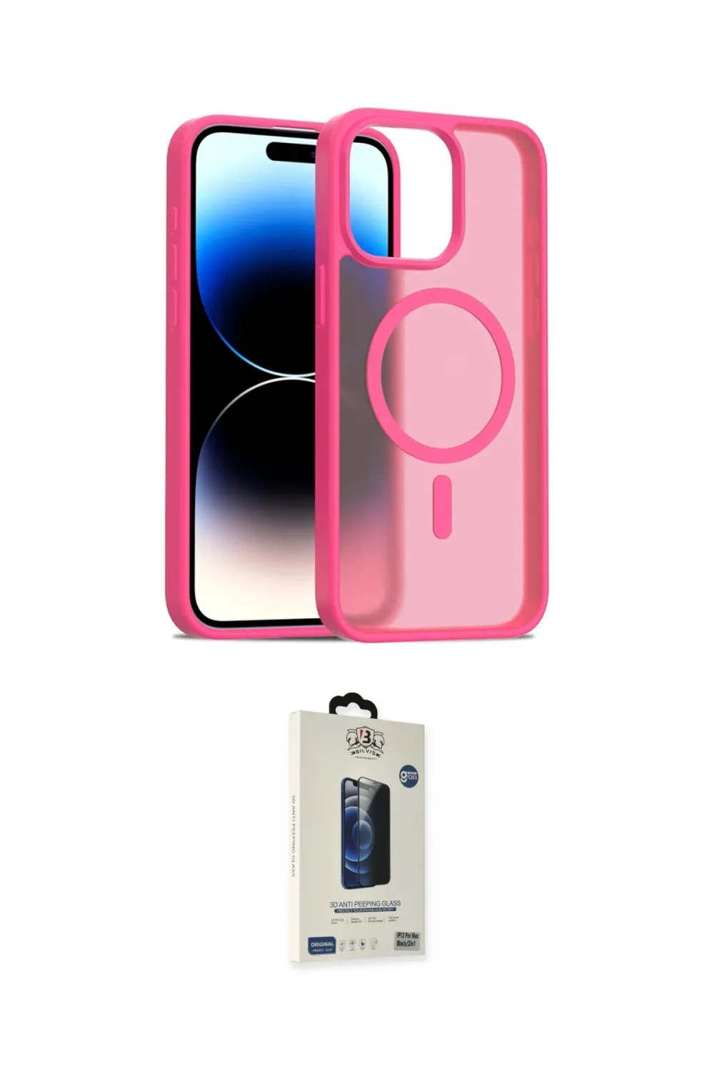 ieg™ iPhone 15 Pro Max Kılıf Siluet Minimal Prime - Siyah Bilvis Hayalet Cam Ekran Koruyucu