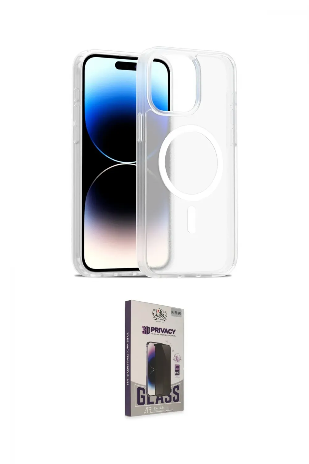 ieg™ iPhone 15 Pro Max Kılıf Siluet Minimal Prime - Siyah Bilvis Hayalet Cam Ekran Koruyucu