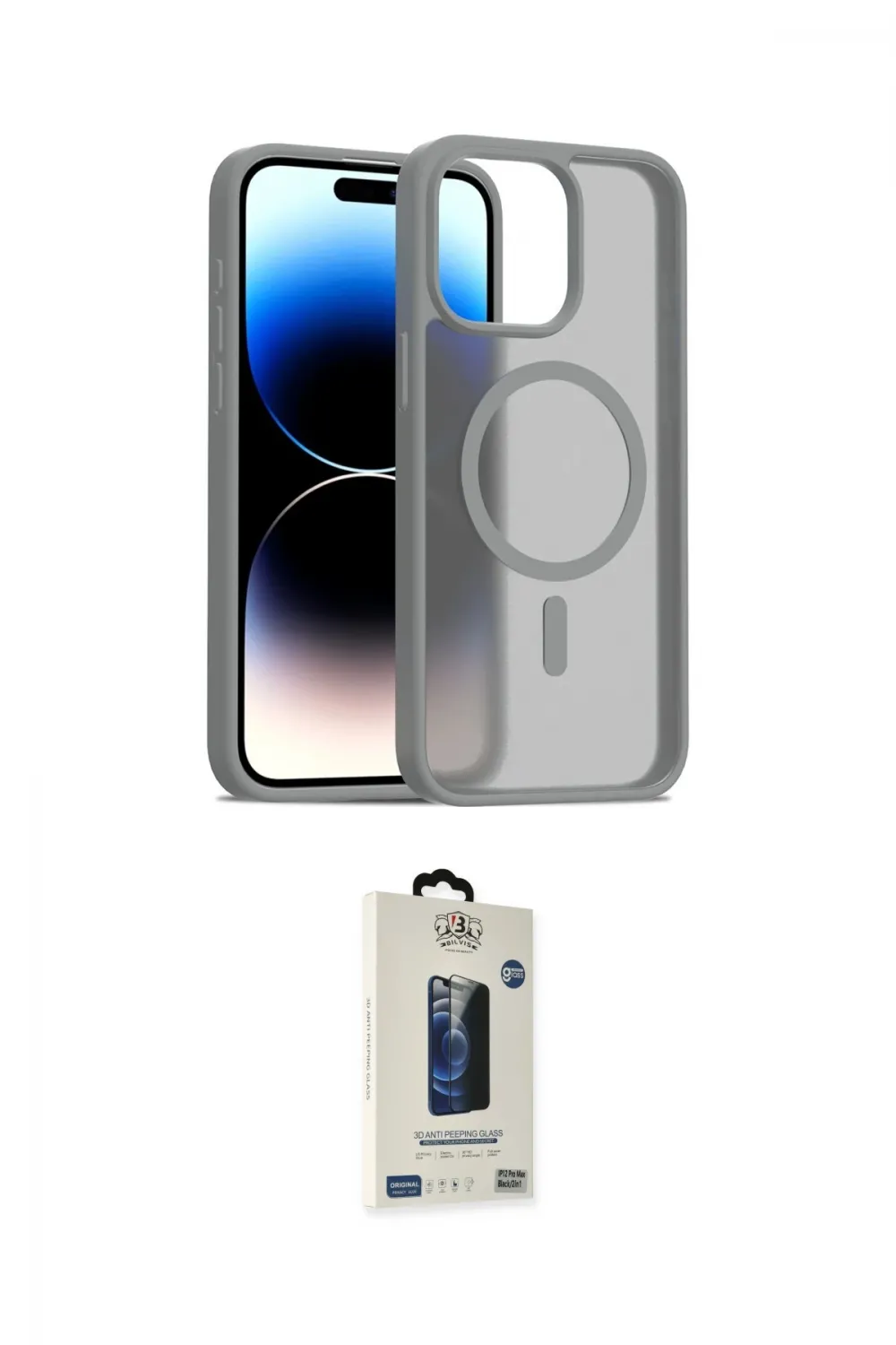 ieg™ iPhone 15 Pro Max Kılıf Siluet Minimal Prime - Siyah Bilvis Hayalet Cam Ekran Koruyucu