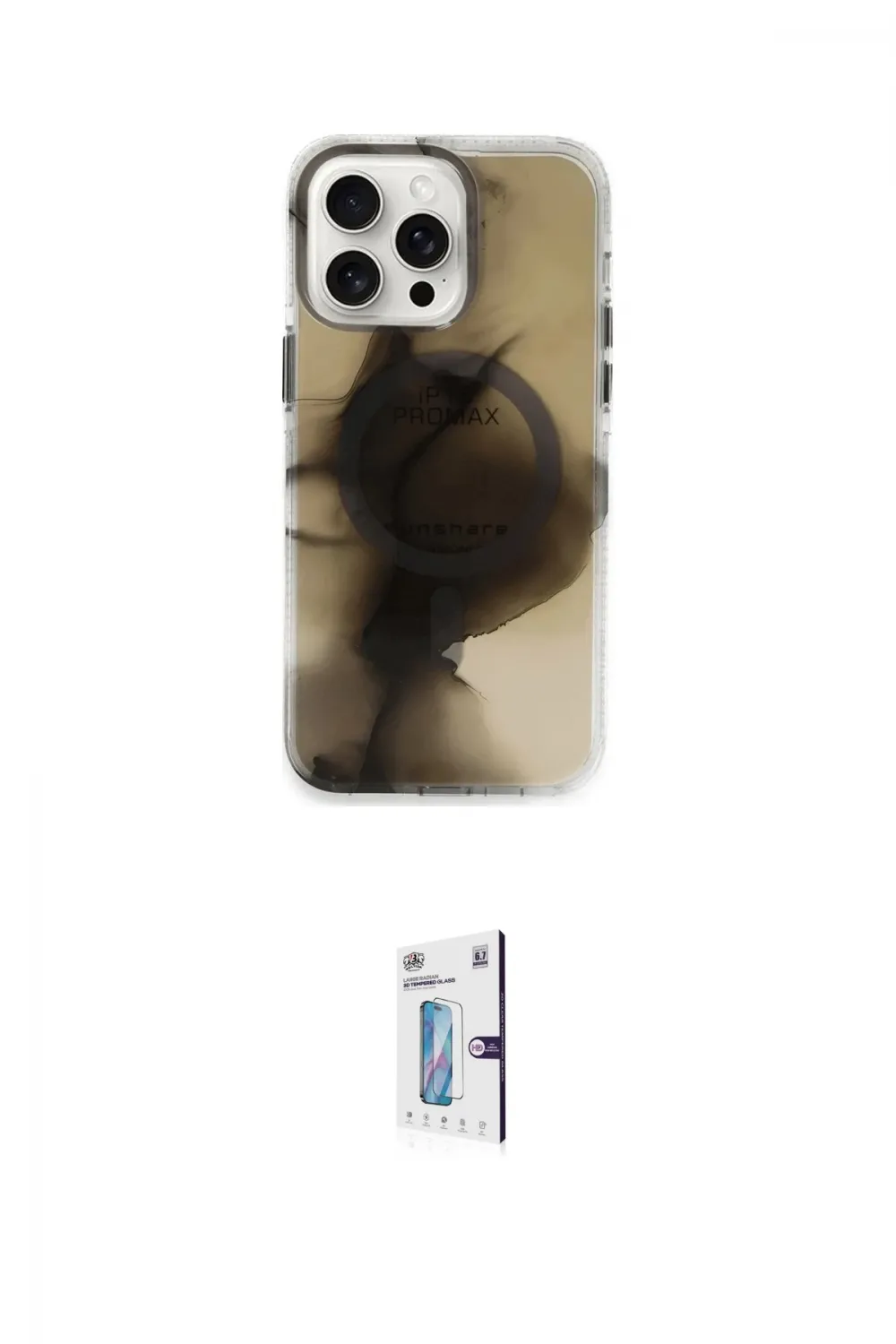 ieg™ iPhone 15 Pro Max Kılıf Ufuk Doku Prime - Siyah Bilvis 0.18mm Plus Cam Ekran Koruyucu
