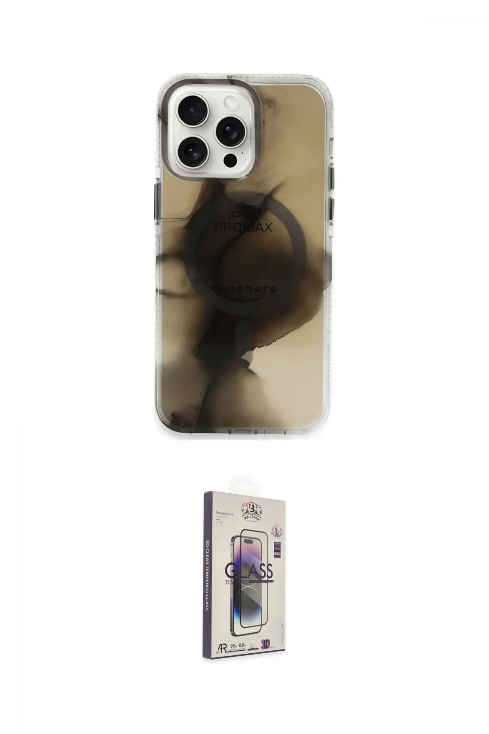 ieg™ iPhone 15 Pro Max Kılıf Ufuk Doku Prime - Siyah Bilvis 3D Cam Ekran Koruyucu