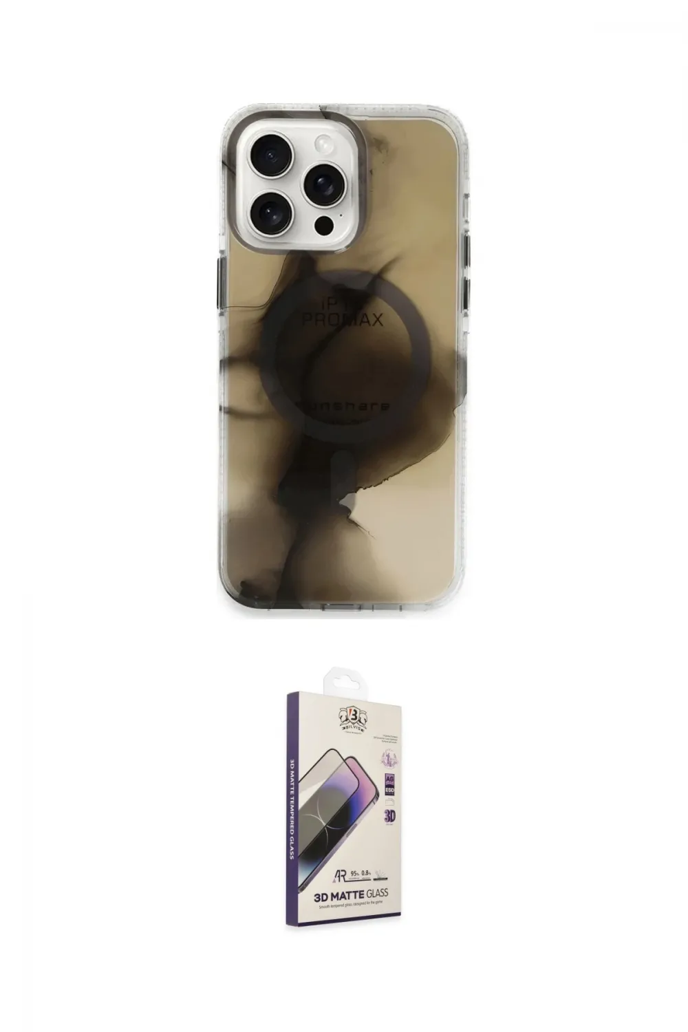 ieg™ iPhone 15 Pro Max Kılıf Ufuk Doku Prime - Siyah Bilvis 3D Mat Cam Ekran Koruyucu