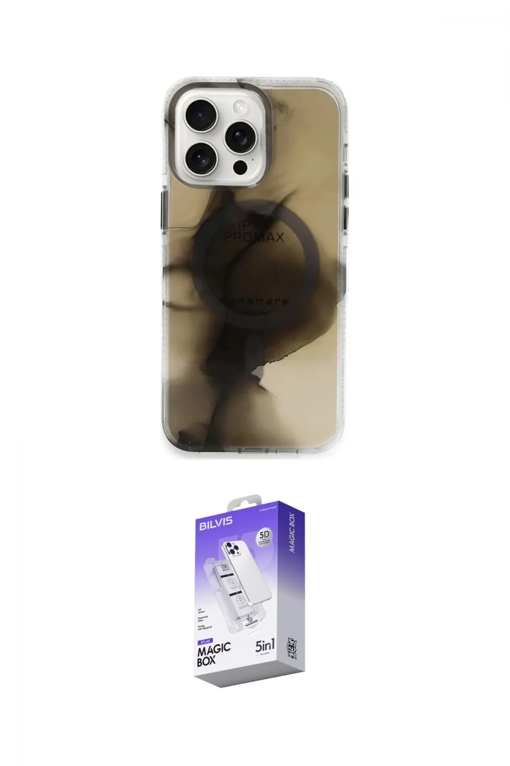 ieg™ iPhone 15 Pro Max Kılıf Ufuk Doku Prime - Siyah Bilvis 5in1 3D Magic Cam Ekran Koruyucu