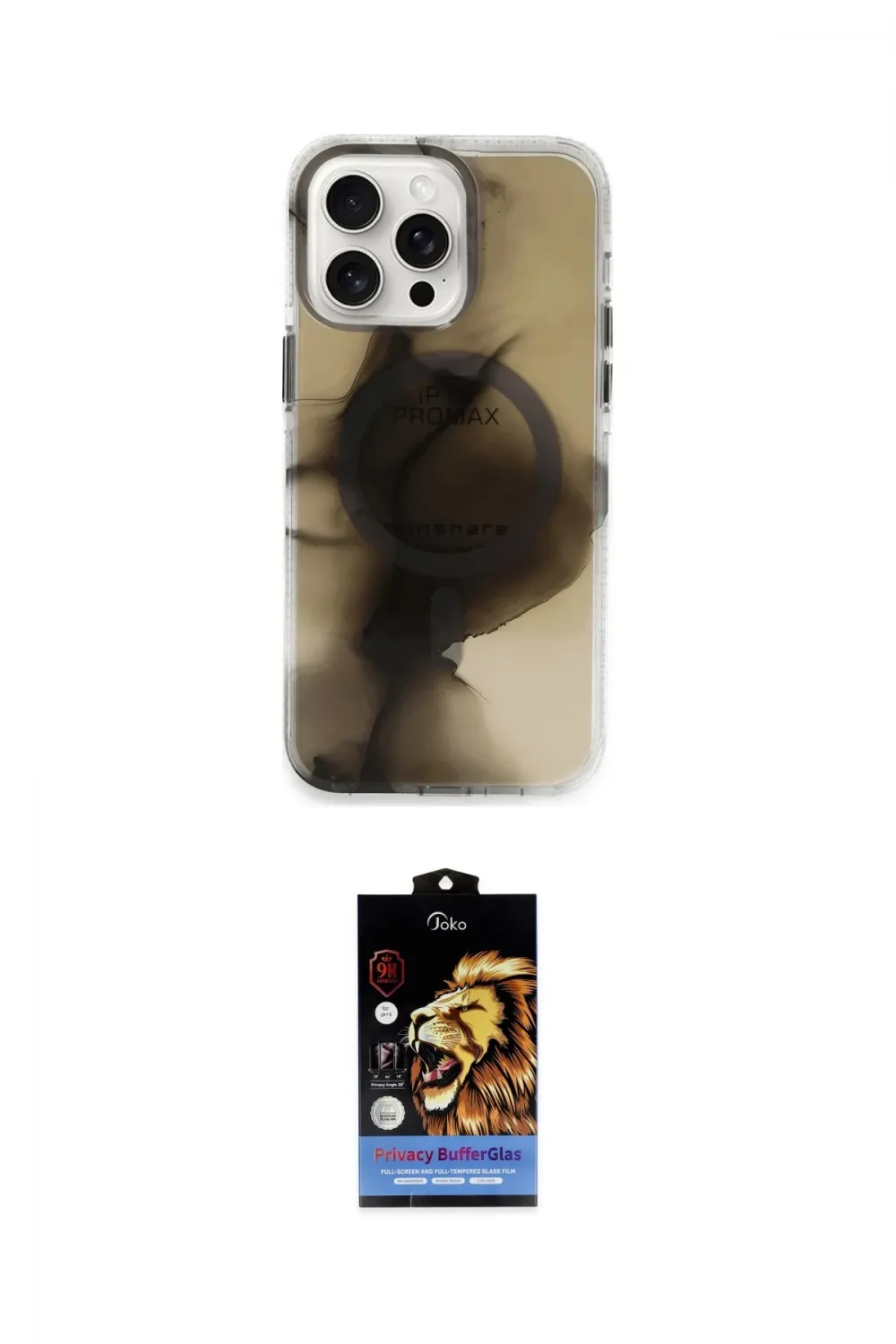 ieg™ iPhone 15 Pro Max Kılıf Ufuk Doku Prime - Siyah Buffer Hayalet Cam Ekran Koruyucu