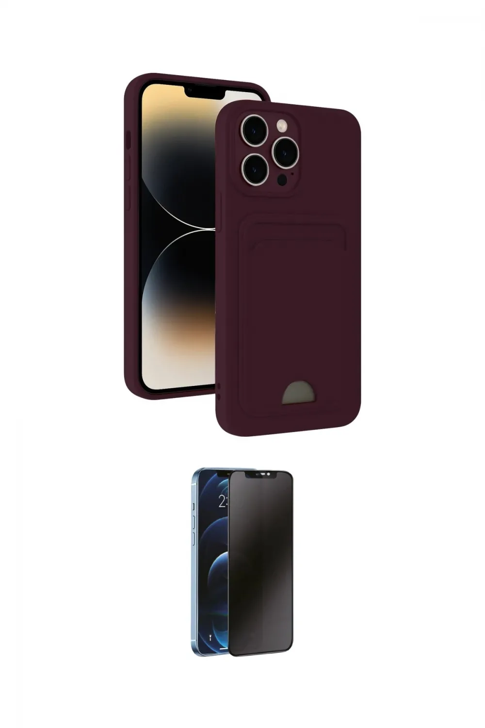 ieg™ iPhone 15 Pro Max Kılıf Vadi Çizgi Prime - Siyah 3D Antistatik Hayalet Cam Ekran Koruyucu