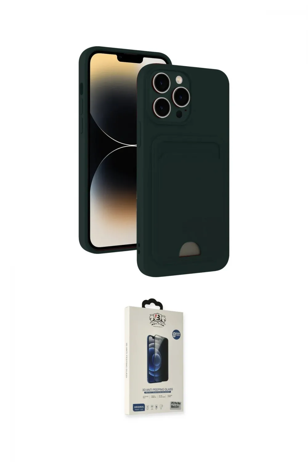 ieg™ iPhone 15 Pro Max Kılıf Vadi Çizgi Prime - Siyah Bilvis Hayalet Cam Ekran Koruyucu