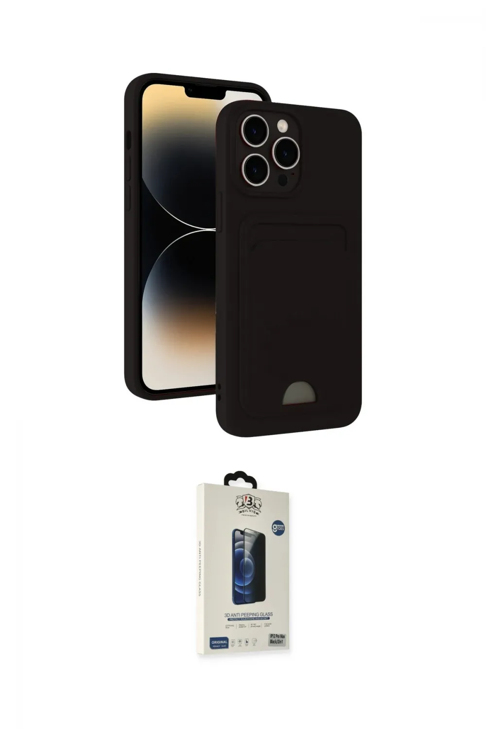 ieg™ iPhone 15 Pro Max Kılıf Vadi Çizgi Prime - Siyah Bilvis Hayalet Cam Ekran Koruyucu