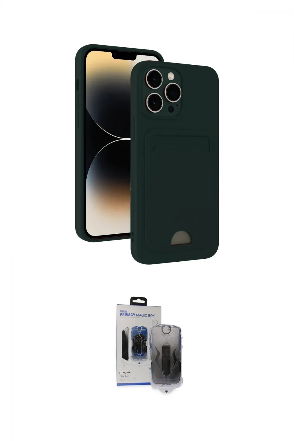 ieg™ iPhone 15 Pro Max Kılıf Vadi Çizgi Prime - Siyah Vanessa Magic Hayalet Cam