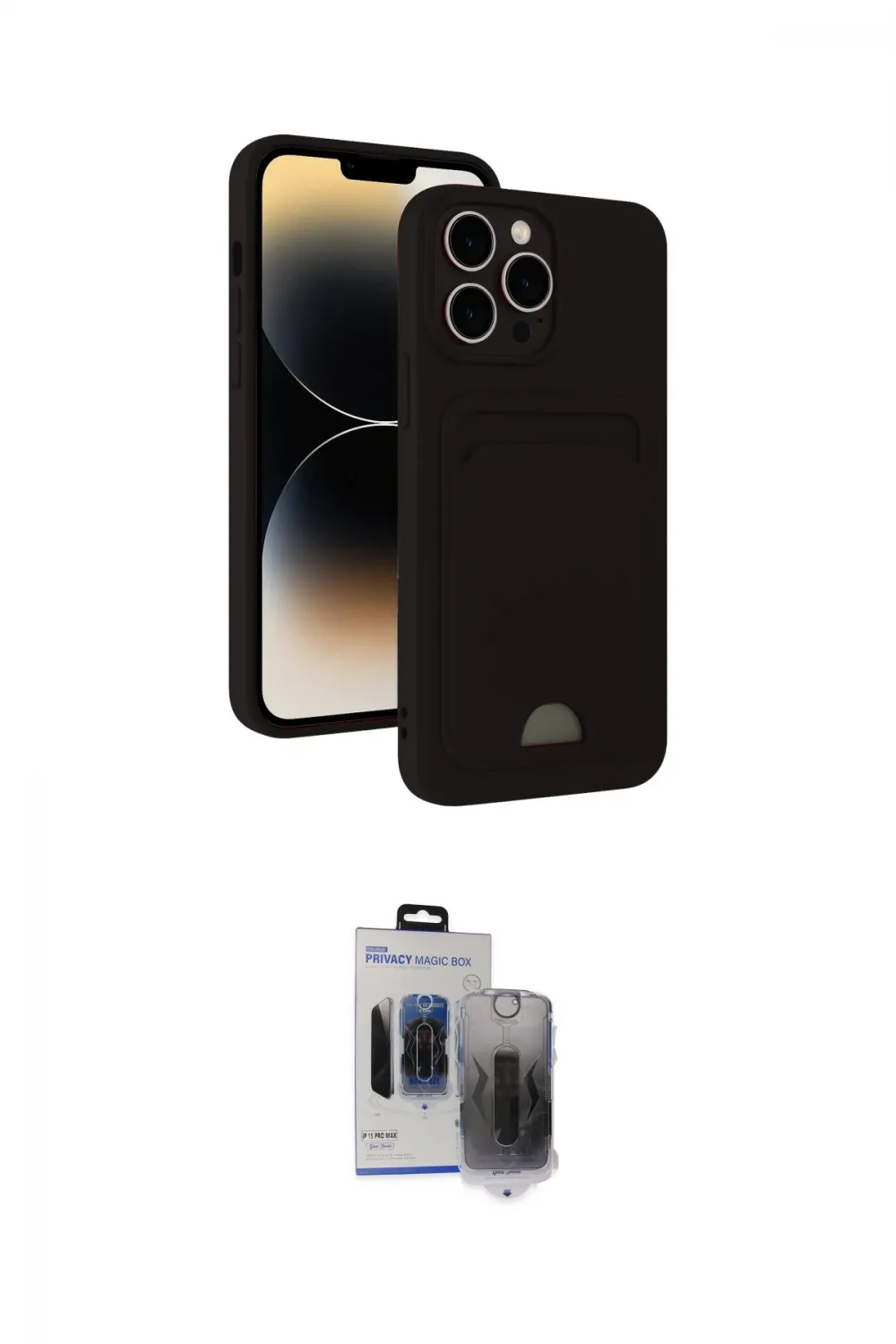 ieg™ iPhone 15 Pro Max Kılıf Vadi Çizgi Prime - Siyah Vanessa Magic Hayalet Cam