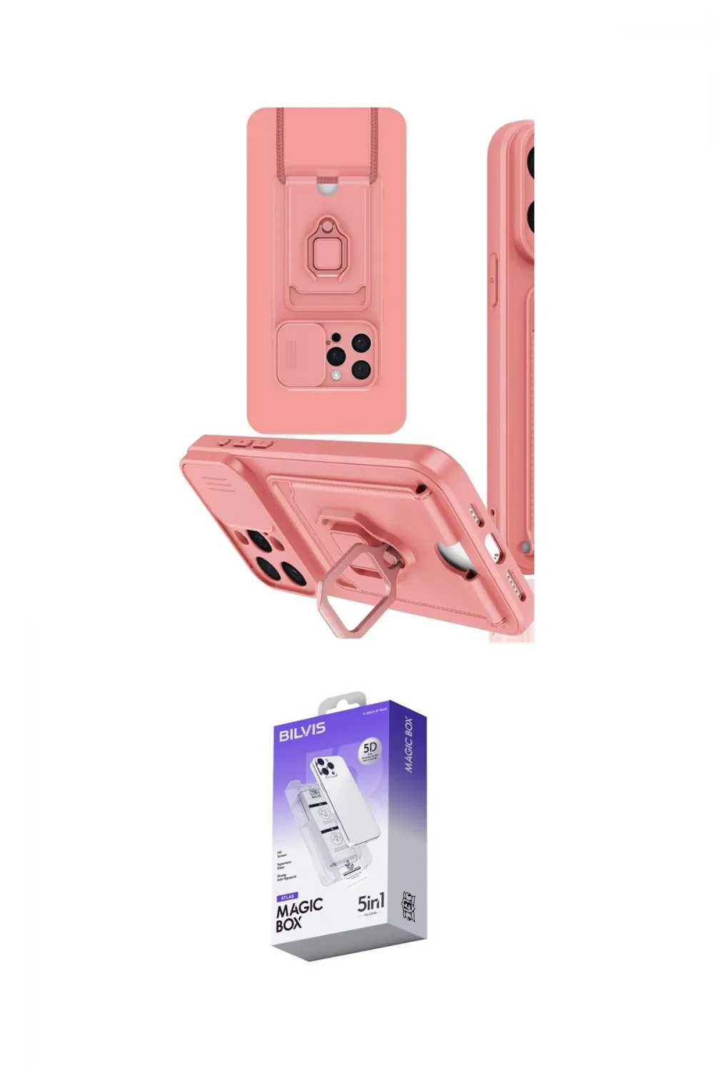 ieg™ iPhone 15 Pro Max Kılıf Vadi Form Prime - Siyah Bilvis 5in1 3D Magic Cam Ekran Koruyucu