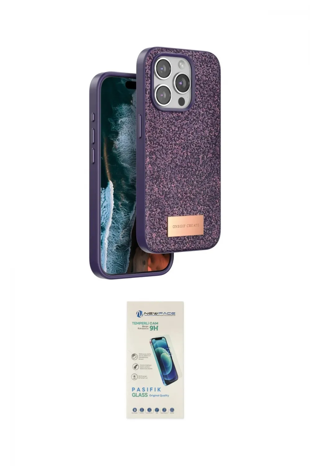 ieg™ iPhone 15 Pro Max Kılıf Vadi Klasik Serisi - Şeffaf Pasifik Cam Ekran Koruyucu