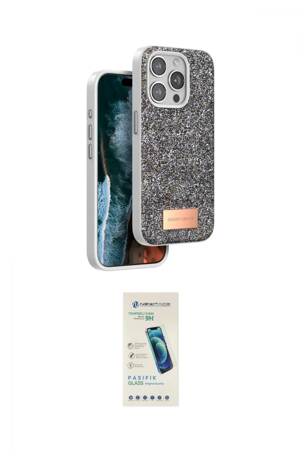 ieg™ iPhone 15 Pro Max Kılıf Vadi Klasik Serisi - Şeffaf Pasifik Cam Ekran Koruyucu