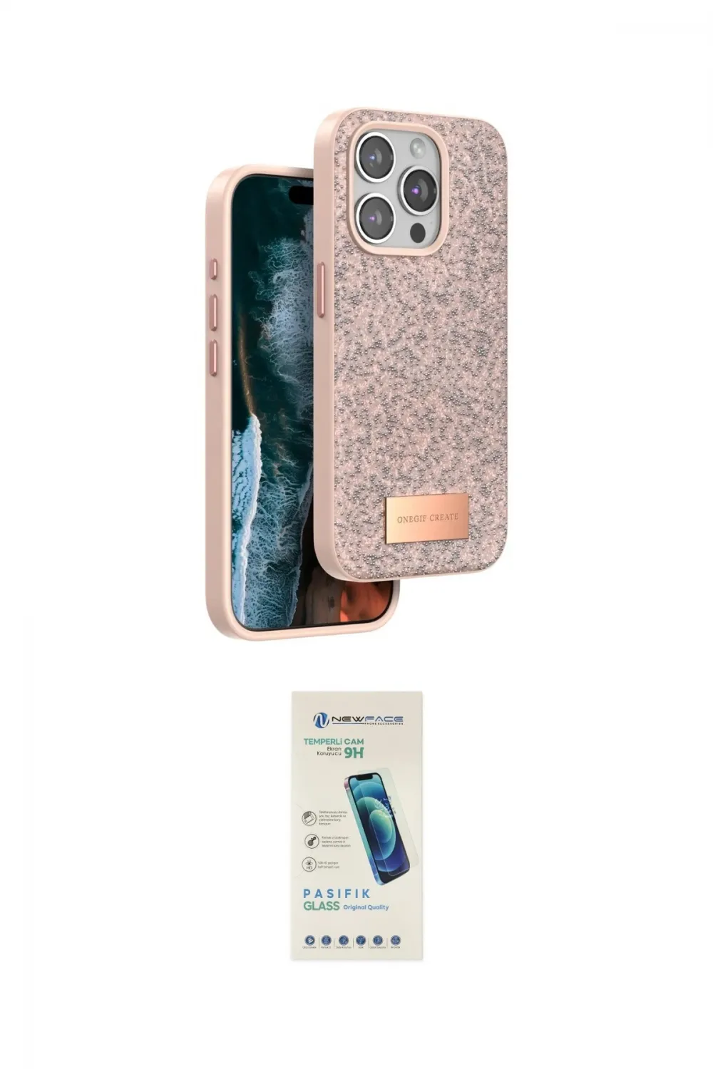 ieg™ iPhone 15 Pro Max Kılıf Vadi Klasik Serisi - Şeffaf Pasifik Cam Ekran Koruyucu