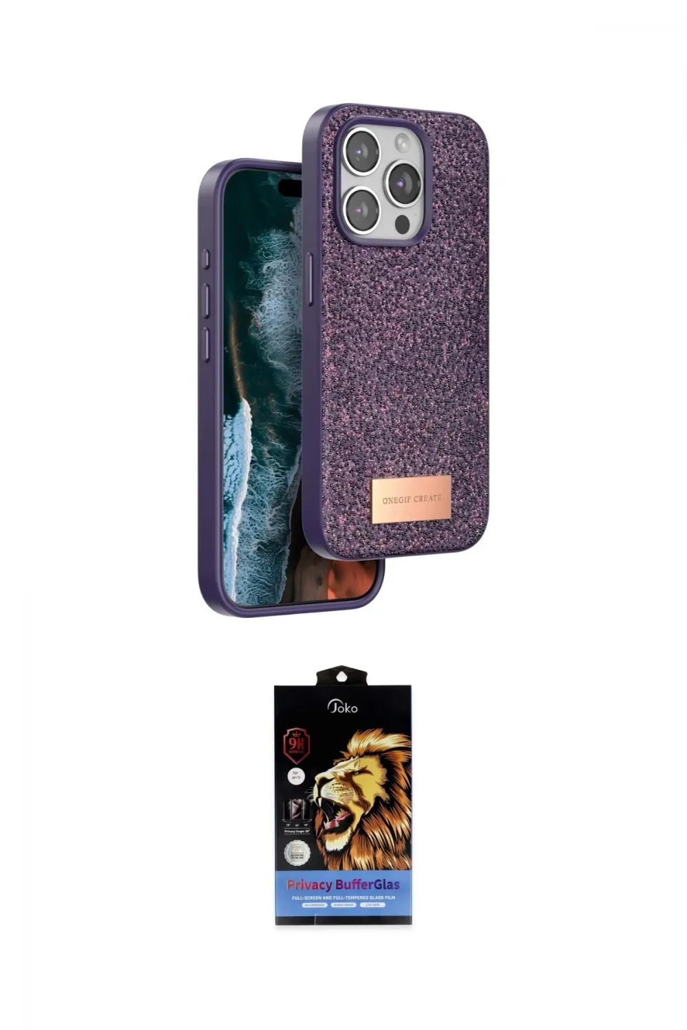 ieg™ iPhone 15 Pro Max Kılıf Vadi Klasik Serisi - Siyah Buffer Hayalet Cam Ekran Koruyucu