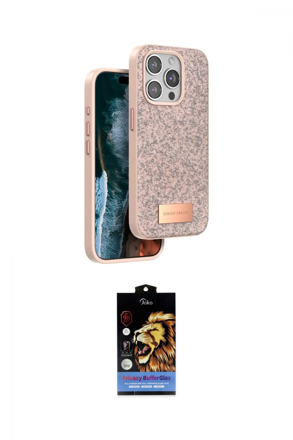 ieg™ iPhone 15 Pro Max Kılıf Vadi Klasik Serisi - Siyah Buffer Hayalet Cam Ekran Koruyucu