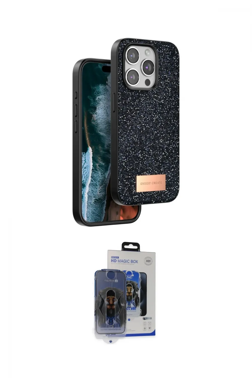ieg™ iPhone 15 Pro Max Kılıf Vadi Klasik Serisi - Siyah Vanessa Magic Cam