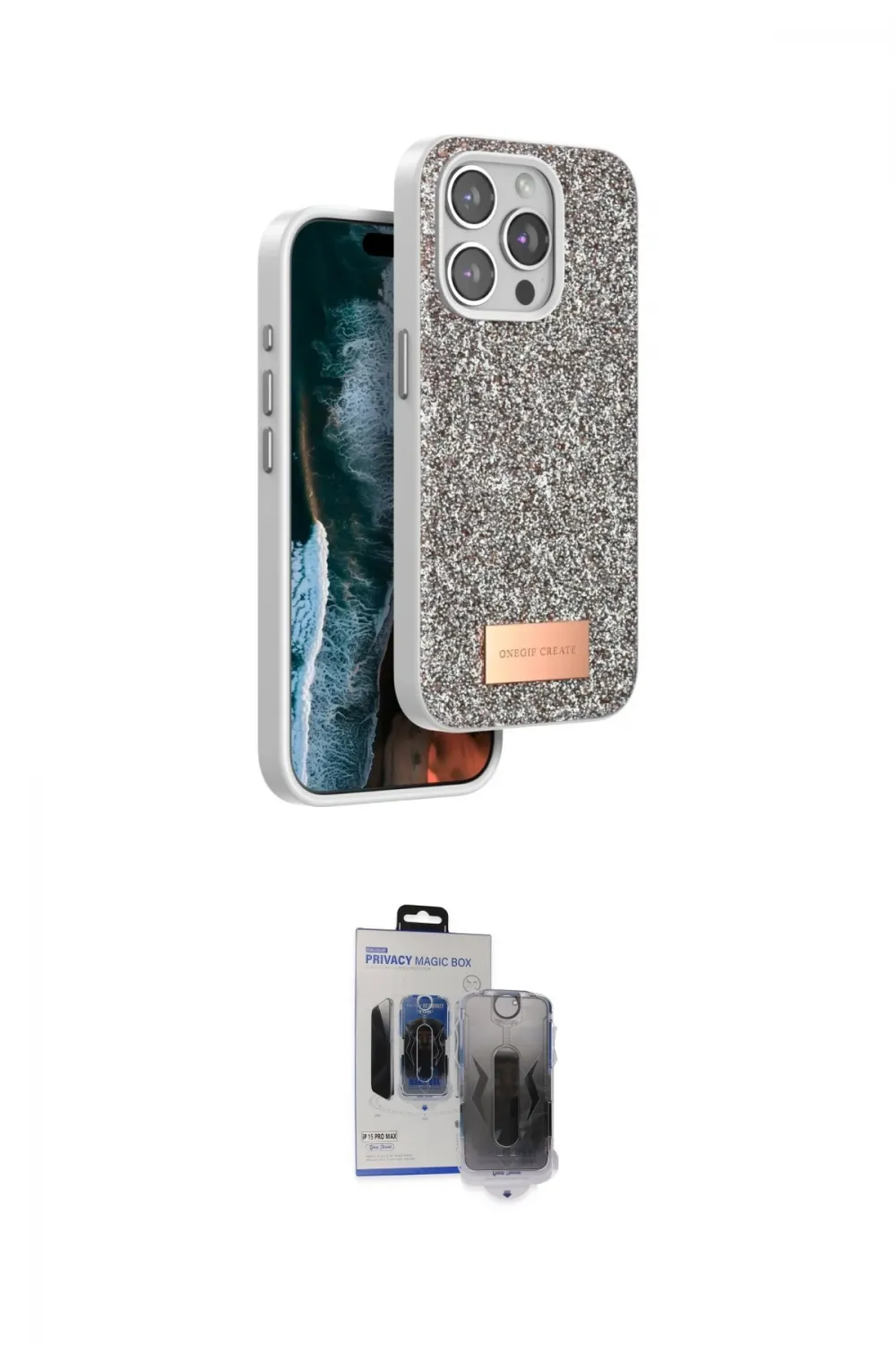 ieg™ iPhone 15 Pro Max Kılıf Vadi Klasik Serisi - Siyah Vanessa Magic Hayalet Cam