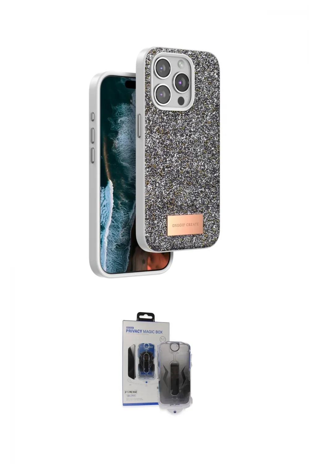 ieg™ iPhone 15 Pro Max Kılıf Vadi Klasik Serisi - Siyah Vanessa Magic Hayalet Cam