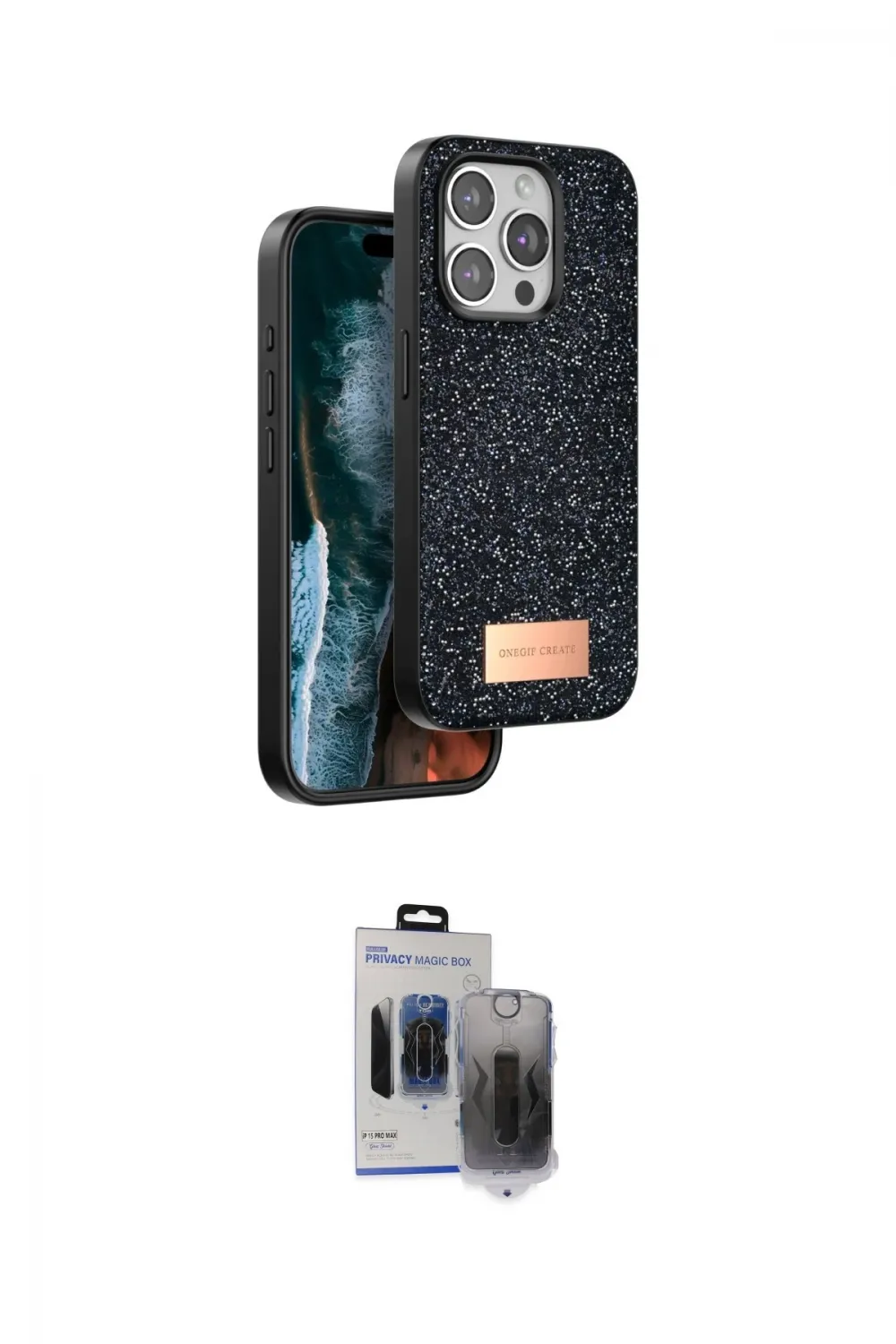ieg™ iPhone 15 Pro Max Kılıf Vadi Klasik Serisi - Siyah Vanessa Magic Hayalet Cam