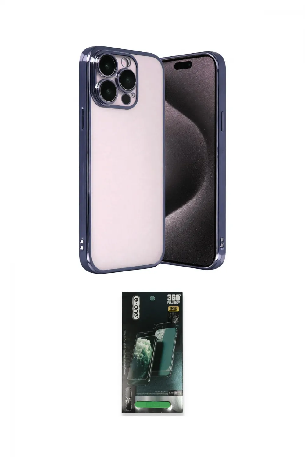 ieg™ iPhone 15 Pro Max Kılıf Vadi Minimal - Şeffaf 360 Full Body Arka Koruyucu