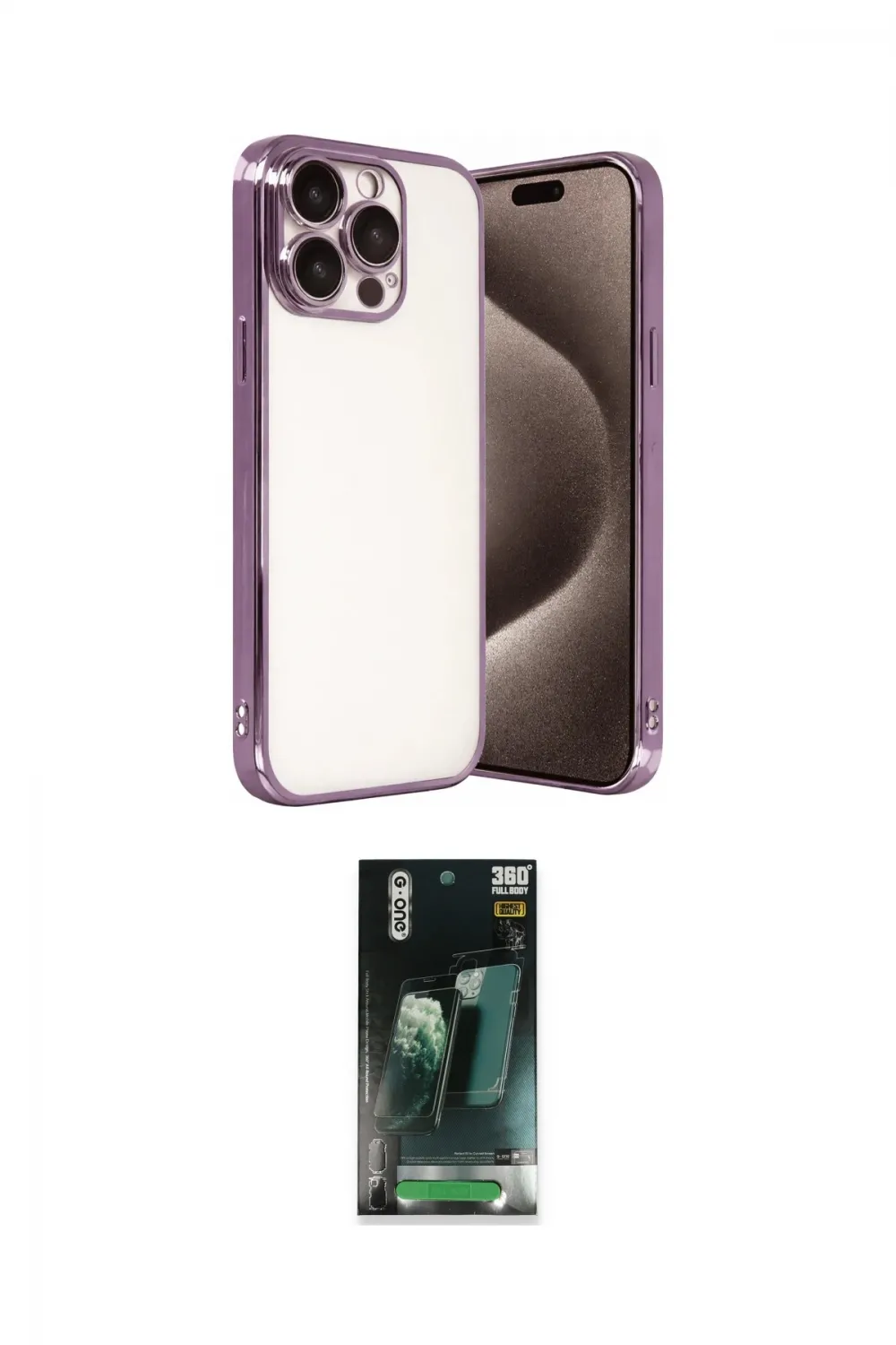 ieg™ iPhone 15 Pro Max Kılıf Vadi Minimal - Şeffaf 360 Full Body Arka Koruyucu