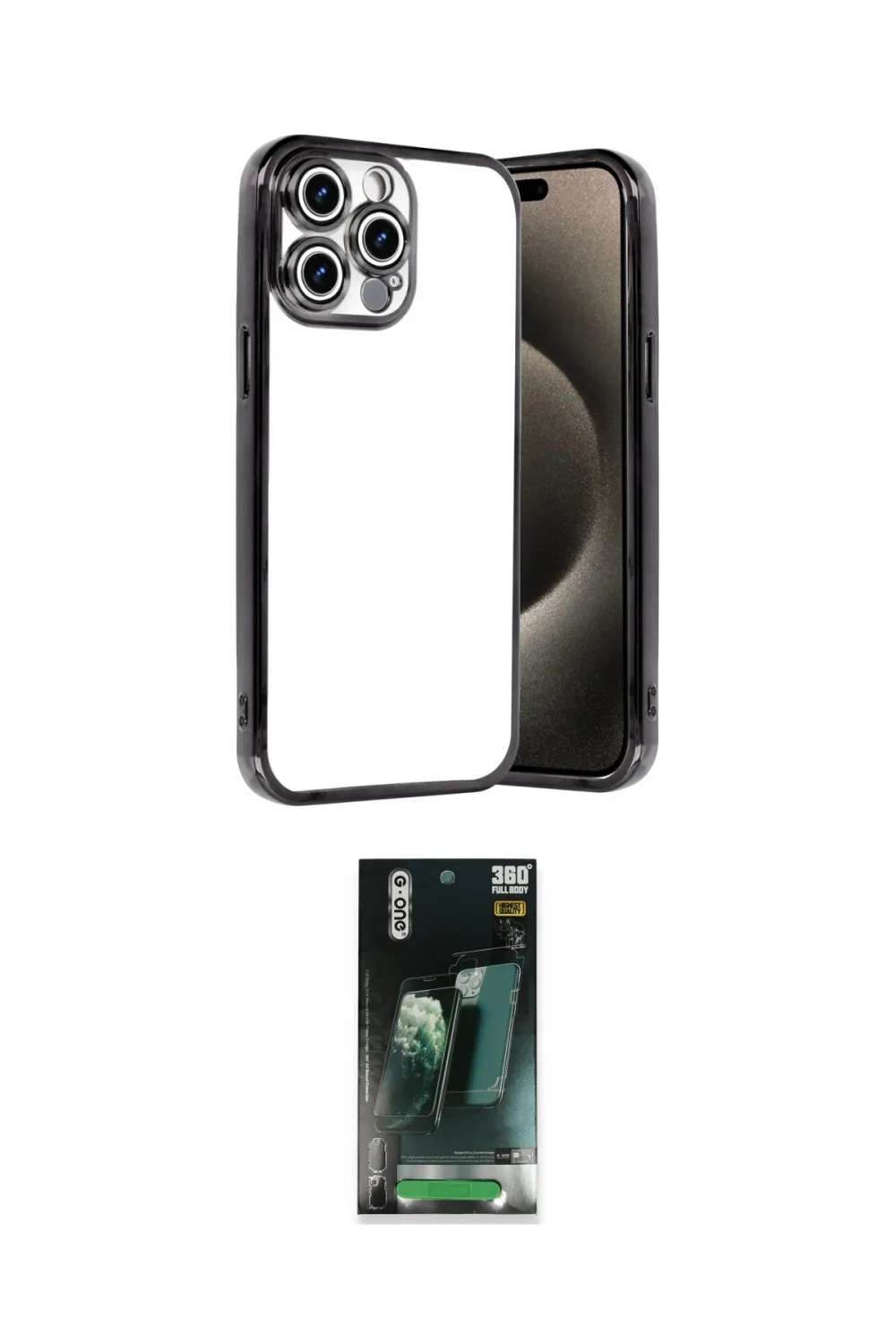 ieg™ iPhone 15 Pro Max Kılıf Vadi Minimal - Şeffaf 360 Full Body Arka Koruyucu